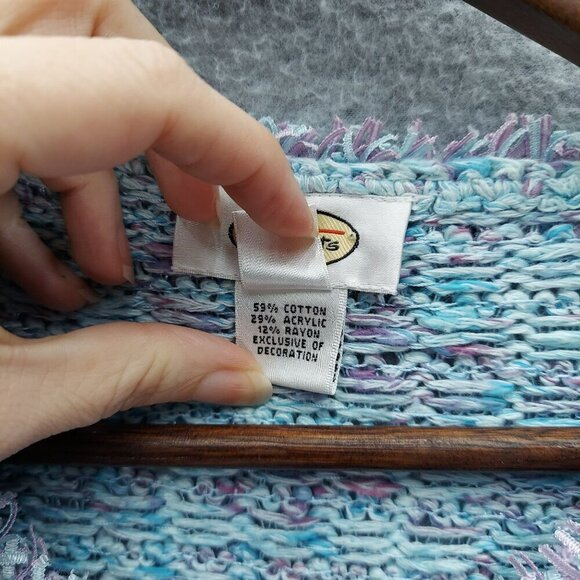 Talbots XL Womens Textured Sweater Blue & Purple Cotton Blend Long Sleeve - Picture 3 of 4